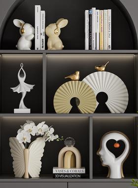 办公室书房酒柜装饰摆件客厅高端大气展示架电视柜艺术雕塑工艺品