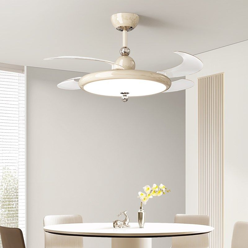 奶油风隐形风扇灯餐厅灯中古卧室电扇灯现代简约全光谱护眼吊扇灯,淘宝优惠券,粉丝福利购,淘宝优惠卷