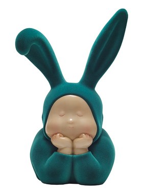 稀奇艺术《兔比比》多巴胺植绒桌面摆件乔迁新居玄关床头雕塑装饰