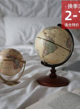 清仓特价 覆古怀旧黄色中英文版万向地球仪摆件 书房装饰精美礼品