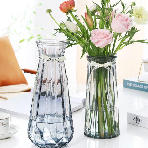 【二件套】大号玻璃花瓶透明水培鲜花富贵竹百合花瓶客厅插花摆件,淘宝优惠券,粉丝福利购,淘宝优惠卷