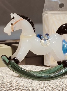 淄博琉璃非遗手工装饰品摇摇马桌面摆件马上有钱家居摆放玄关礼物