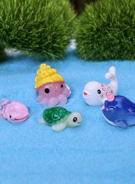 迷你仿真海洋生物小鲸鱼海龟章鱼公仔微景观水族鱼缸造景装饰摆件