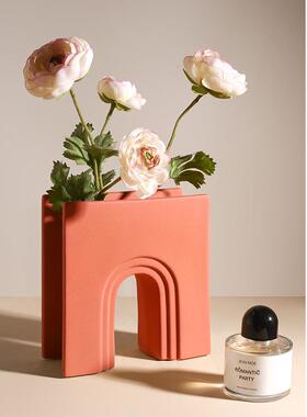 NICEMOON北欧ins几何艺术陶瓷花瓶莫兰迪插花器玄关餐桌装饰摆件