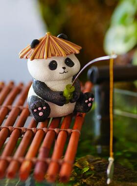 生态古法鱼缸边草缸乌龟缸熊猫钓鱼装饰摆件中式假山流水鱼池造景