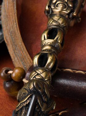 金刚下金刚  橛供具尼泊杵 铜上 做旧马手工铁头