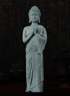 青砂石释迦摩尼佛像中式禅意鱼缸造景摆件盆景微景观装饰佛陀茶宠