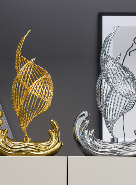 一帆风顺帆船g摆件家居客厅电视柜酒柜办公室桌面软装饰品轻奢高