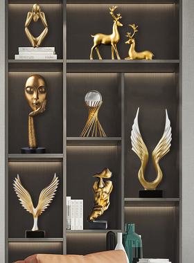 新中式轻奢高档摆件客厅玄s关酒柜博古架家居装饰品创意工艺礼品