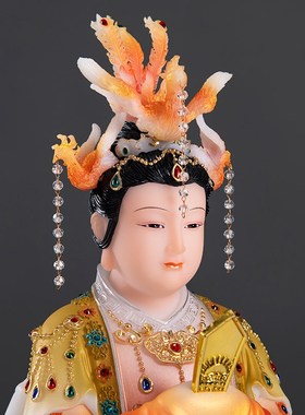 汉白玉彩绘碧霞元君泰山奶奶老母神像泰山娘N娘道家像居家供奉摆
