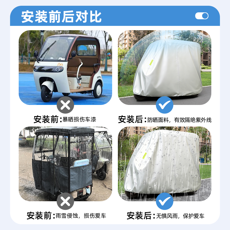 适用雅迪冠能C18电动三轮车车衣雨棚车罩电瓶车防雨罩装饰小配件 - 图1