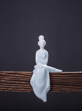 创意新中式陶瓷工艺品琴棋书画人物博古架客厅书房酒柜装饰品摆件