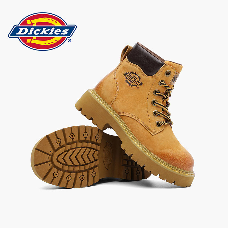 Dickies黄色马丁靴女2025新款小个子厚底大黄靴加绒加厚靴子短靴