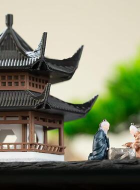 凉亭亭子摆件中式古建筑模型3D打印国风微景观假山盆景装饰新款