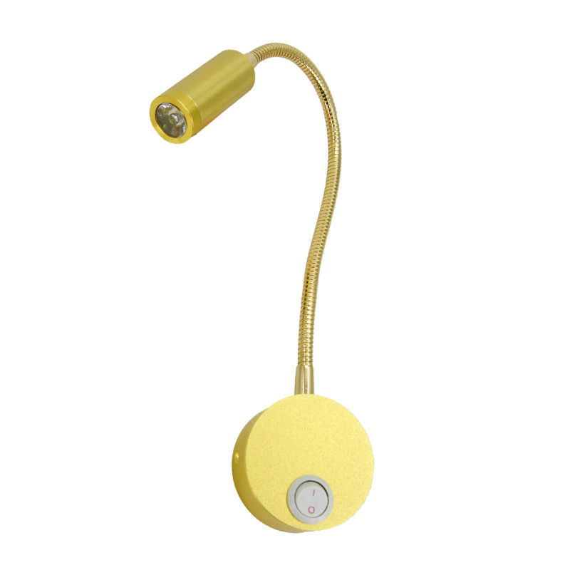 led床头灯1W金色酒店宾馆卧室明装软管射灯阅读3W照画壁灯镜前灯,淘宝优惠券,粉丝福利购,淘宝优惠卷