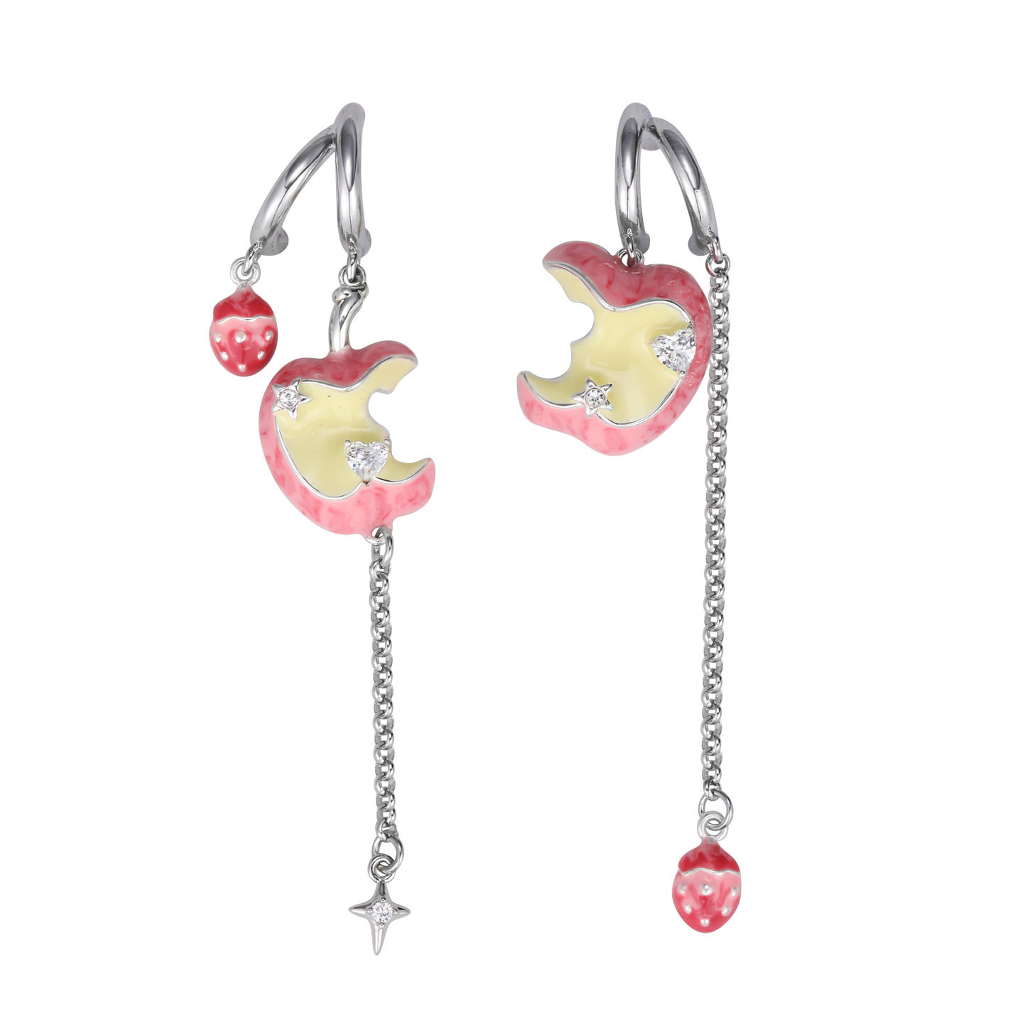 鱼头星星小众耳饰咬一口苹果长款流苏甜酷耳钉女生设计感耳环饰品,淘宝优惠券,粉丝福利购,淘宝优惠卷