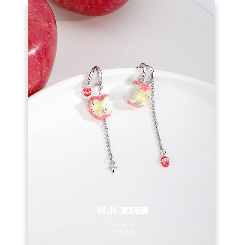 鱼头星星小众耳饰咬一口苹果长款流苏甜酷耳钉女生设计感耳环饰品,淘宝优惠券,粉丝福利购,淘宝优惠卷