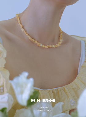 鱼头星星气质时尚甜美黄水晶项链百搭显白女生简约饰品官方正品潮