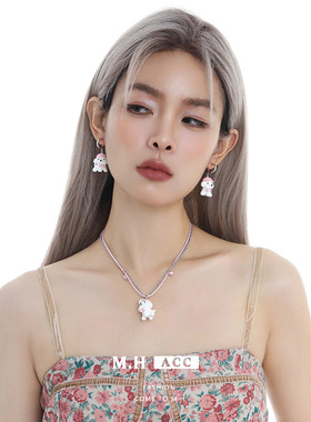 鱼头星星小众设计感百搭可爱甜美吊坠项链女生叠戴潮白色饰品小狗