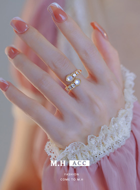 鱼头星星独特设计感锆石开口戒指精致女生小众轻奢食指戒正品礼物