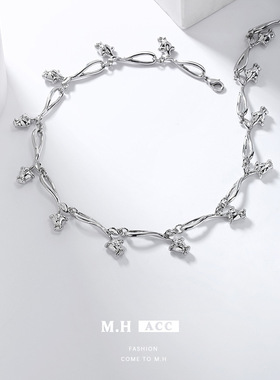 鱼头星星气质锁骨链百搭淑女缠绕玫瑰项链女生冷淡风简约饰品潮流