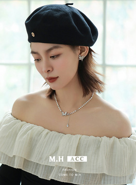 鱼头星星韩版简约珍珠贝壳蝴蝶项链女款轻奢感锁骨链小众设计