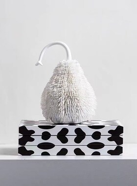 现代简约白色毛球梨形摆件客厅玄关卧室酒店电视柜软装家居装饰品