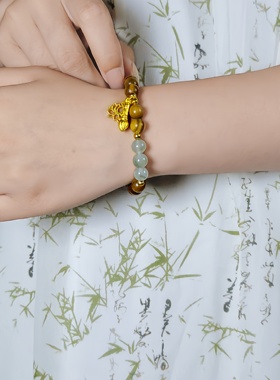 【笔定青云】金榜题名天然绿檀女款手串转运珠手链本命年礼物