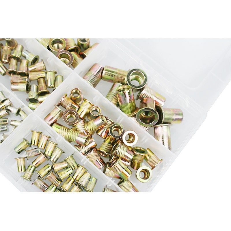 跨境 150PCS盒装 铆螺母套装M3-M10平头竖纹拉铆螺母组合拉帽螺帽,淘宝优惠券,粉丝福利购,淘宝优惠卷