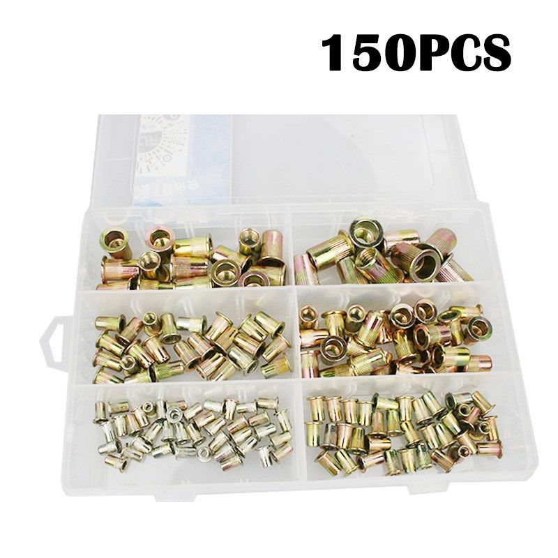 跨境 150PCS盒装 铆螺母套装M3-M10平头竖纹拉铆螺母组合拉帽螺帽,淘宝优惠券,粉丝福利购,淘宝优惠卷