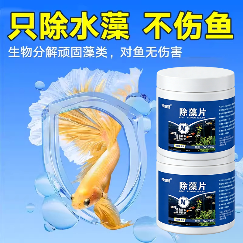 鱼缸除藻片鱼缸青苔清理神器去除绿藻绿水褐藻丝藻黑藻除水垢专用