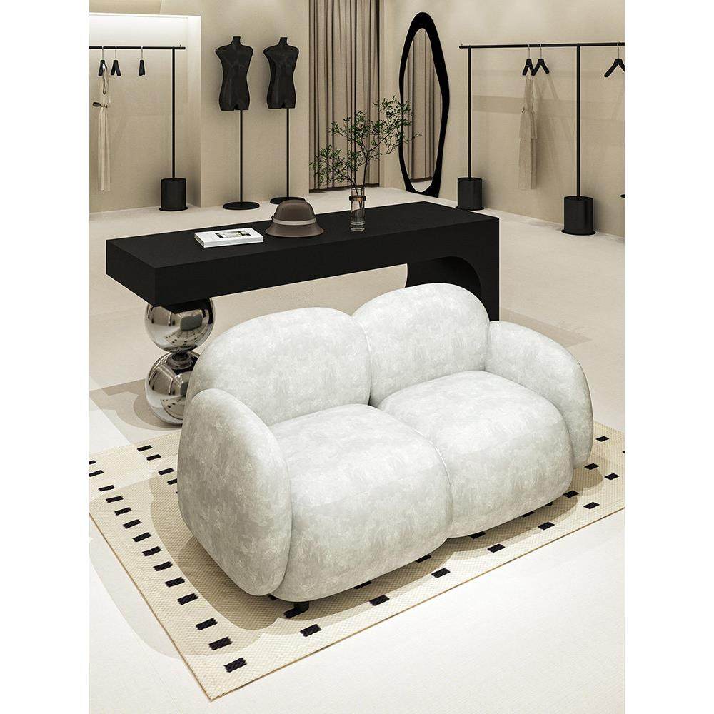 奶油风格双人小公寓出租卧室客厅小沙发女装店休息区沙发接待处,淘宝优惠券,粉丝福利购,淘宝优惠卷