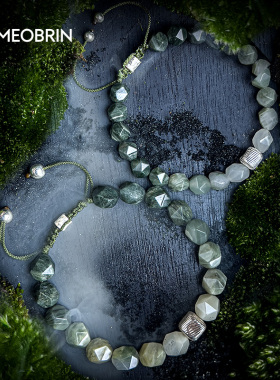 森系手链渐变绿色自然小众设计手串手工编织男士女生情侣礼物饰品