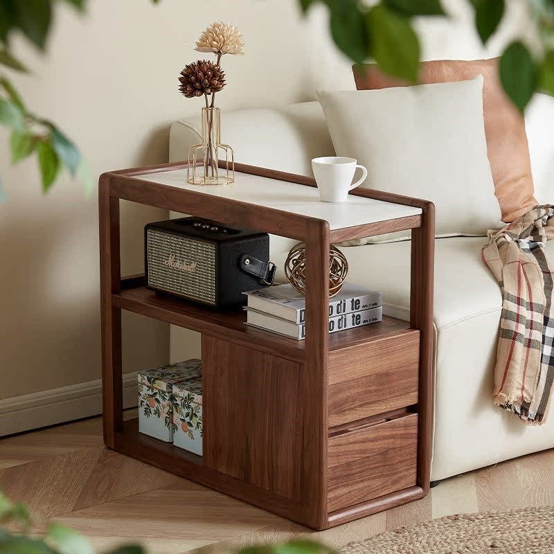 北美全实木沙发边几现代边柜侧边柜带抽屉,淘宝优惠券,粉丝福利购,淘宝优惠卷