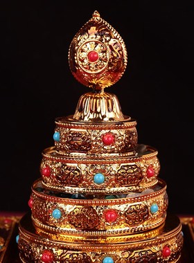 藏族八吉祥曼扎盘曼茶罗四方形底座曼茶盘家用供奉摆件藏传品小号