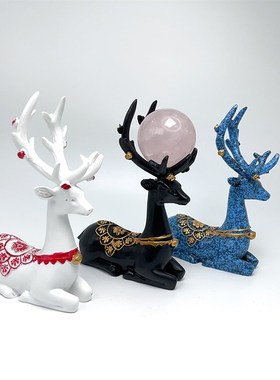 梅花鹿水晶球底座展示架矿标树脂支架底托小鹿角家居桌面