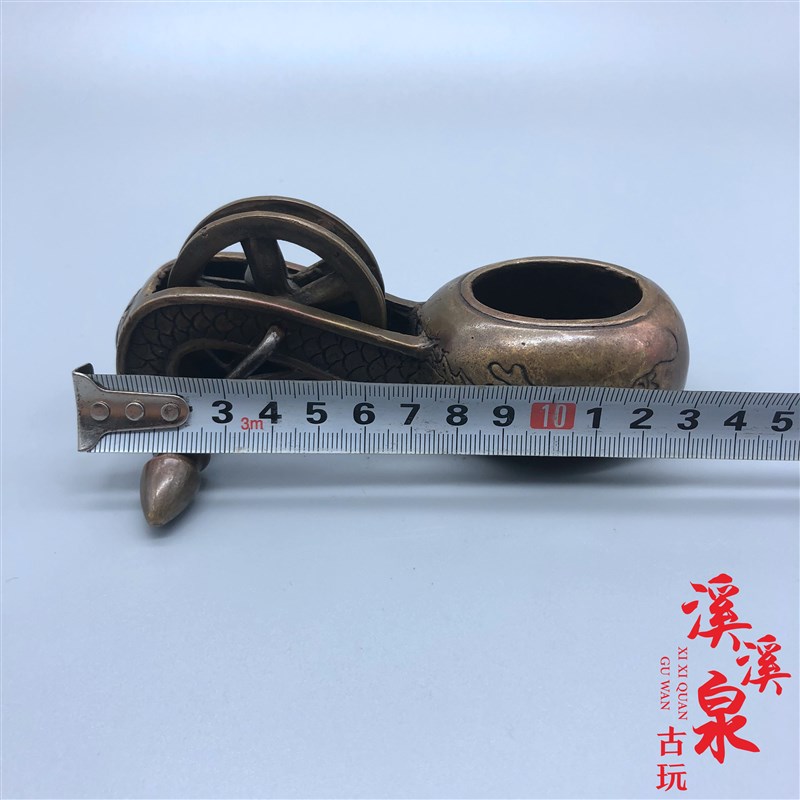 Pure brass old antique Qing Dynasty dragon playing beads pattern old ink bucket old objects retro micro-carving antiques miscellaneous collection