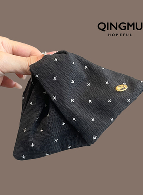 韩代灰色星星波点三角抓夹大号金标鲨鱼夹发抓简约百搭盘发夹发饰