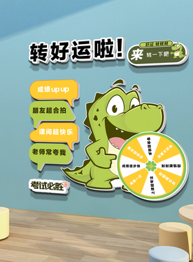 学校班级好运互动转盘文化墙贴