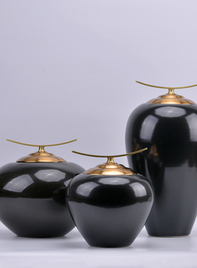 新中式蓝色陶瓷摆件n酒店展示柜办公室书房客厅茶几边几桌面装饰