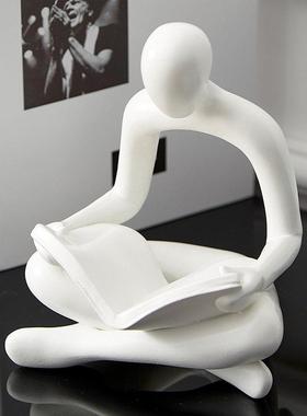 抽象摆件高级感艺术人物看书坐姿创意电视酒柜玄关家居高档装饰品