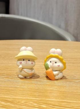 治愈系桌面兔子小摆件卡通创意车载办公室装饰品可爱女生公仔礼品