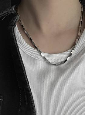 极简小众钛钢项炼男女潮牌方形ins嘻哈不褪色配饰街头辣妹锁骨炼