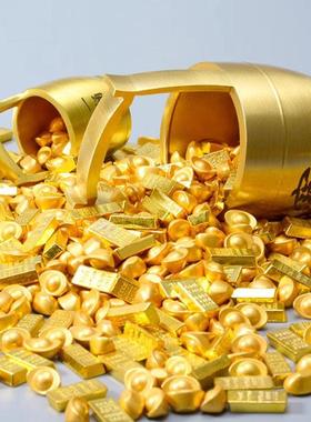 一桶金摆件黄铜聚宝盆纯铜招财聚财客厅办公室桌面金元宝装饰品