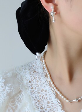 青岛出口淡水珍珠细颈瓶系列长项链轻奢气质简约双层锁骨叠戴项链