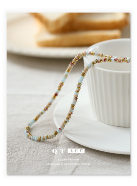 青岛出口黄铜镀18K真金 欧美极简冷淡ins风时尚设计感天然石串珠