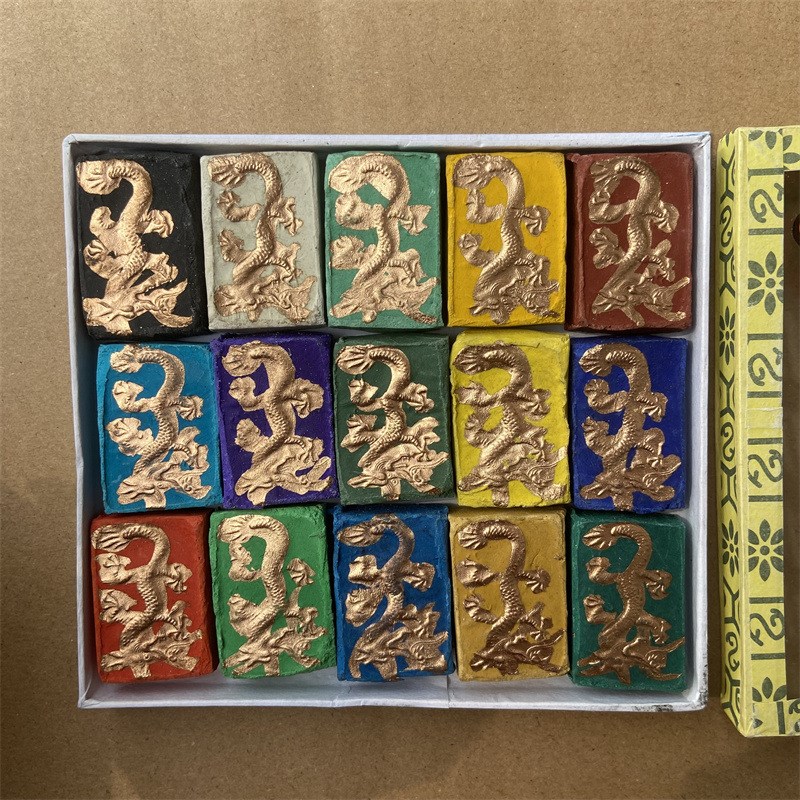 安徽十五彩盒装墨条墨块龙徽龙纹墨 书法国画牡丹练习墨锭盒墨块 - 图2