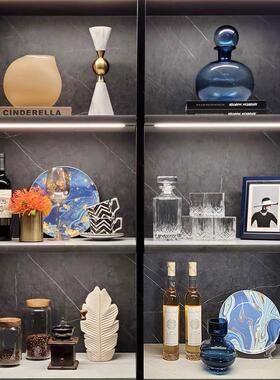 现代样板间简约家居软装饰品酒柜相架彷真花陶瓷玻璃摆件ZH3288