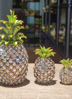 满钻合金凤梨摆件家居创意珐琅彩色工艺品贺礼商务礼品摆件