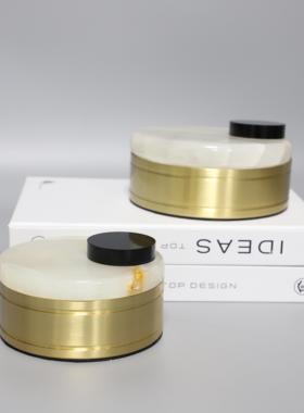 简约现代金属大理石首饰盒工艺品轻奢创意家居软装饰品收纳盒摆件